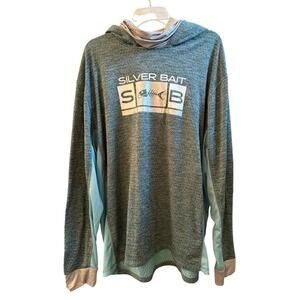 Silver Bait Performance Fishing Hoodie Mens XXL Sun Shirt Face Mask
